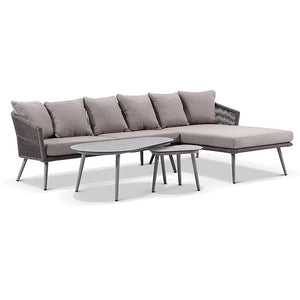 Herman Outdoor Rope Chaise Lounge with Coffee Table Set