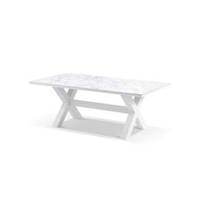 Kansas Outdoor Ceramic 2m White Aluminium Dining Table