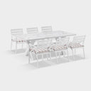 Kansas Outdoor Ceramic 2m Aluminium Dining Table with 8 Chairs Setting in Sunbrella