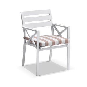 Balmoral 1.8m Teak Top Aluminium Table with 6 Kansas Dining Chairs with Sunbrella cushions