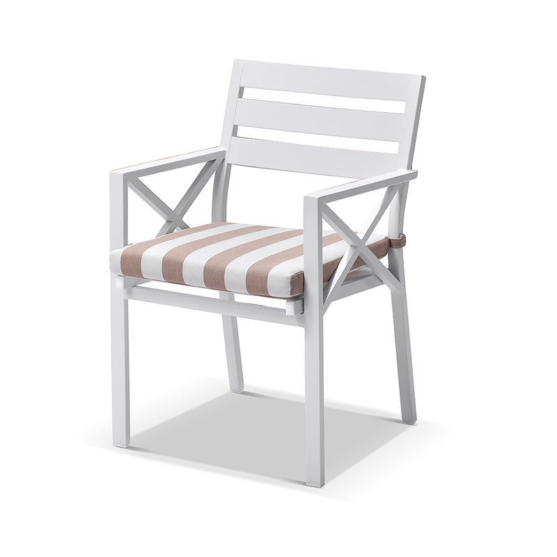 Kansas Outdoor Aluminium Dining Arm Chair in Sunbrella