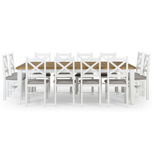 Leura Belle Rustic 12 Seater Rectangle Dining Table and Ashton Chairs Setting