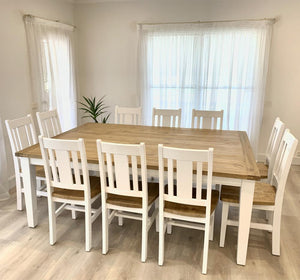 Leura Belle Large Rustic 10 Seater Dining Table and Chairs Setting