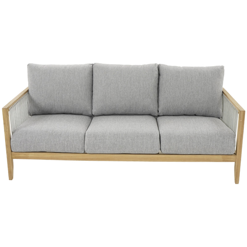 Lita Outdoor 3+1+1 Teak Timber and Rope Lounge with Coffee Table