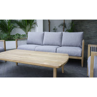 Lita Outdoor 3+1+1 Teak Timber and Rope Lounge with Coffee Table