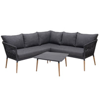 Silas Outdoor Charcoal Rope Corner Lounge Setting with Coffee Table