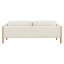 Killara Indoor Cream Bouclé Couch Fabric and Timber 3 Seat Rattan Lounge Sofa