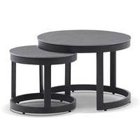 Hugo Outdoor Round Ceramic and Aluminium Coffee Table Set