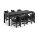 Santorini 2.5 Outdoor Rectangle Aluminium Dining Table with 8 Malawi Chairs
