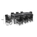 Santorini 2.5 Outdoor Rectangle Aluminium Dining Table with 8 Malawi Chairs