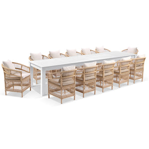 Santorini 3.55 Outdoor Rectangle Aluminium Dining Table with 12 Malawi Chairs