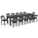 Santorini 12 Seater Outdoor Rectangle Aluminium Dining Table and Chairs setting