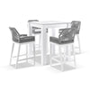 Hugo Outdoor Ceramic Square Aluminium Bar Table with 4 x Hugo Rope Bar Stools