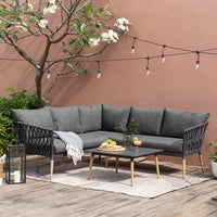 Silas Outdoor Charcoal Rope Corner Lounge Setting with Coffee Table