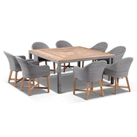 Sahara 8 Square with Coastal Chairs in Half Round wicker