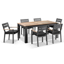 Balmoral 1.8m Teak Top Aluminium Table with 6 Capri Dining Chairs
