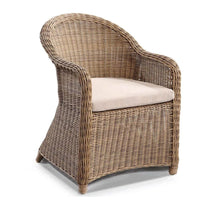 Plantation Full Round Wicker Dining Chair in Brushed Wheat