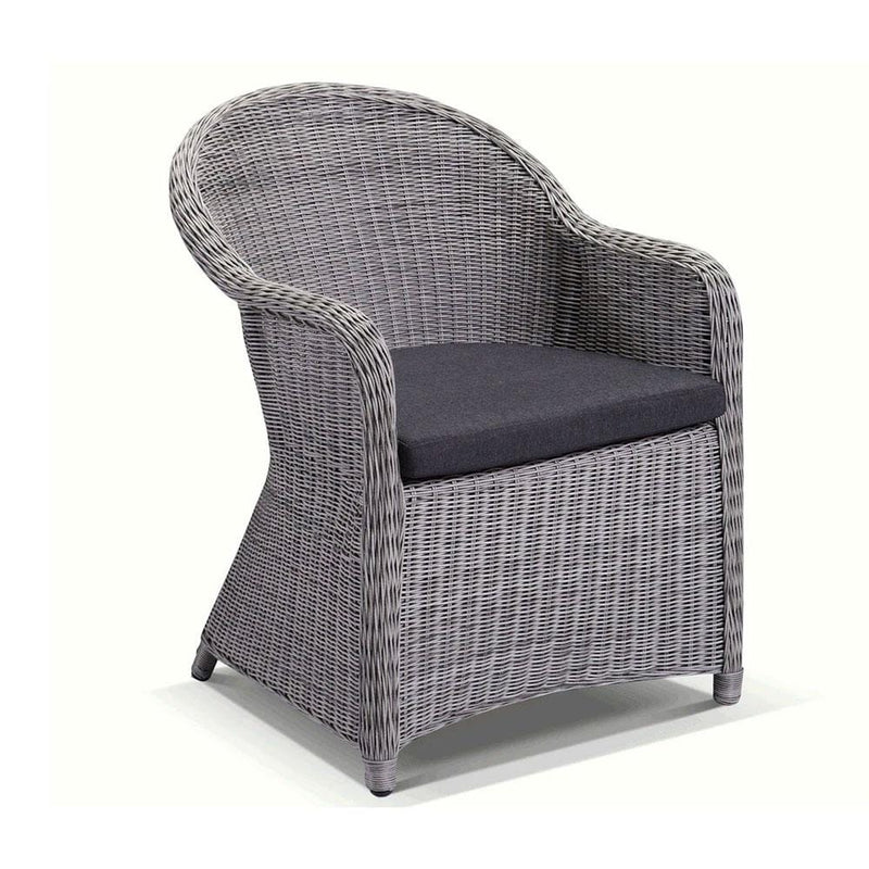 Plantation Full Round Wicker Dining Chair in Brushed Grey