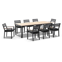Tuscany 8 With Capri Chairs with Teak Arm Rests  in Charcoal