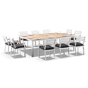 Tuscany 10 Seat  With Capri Chairs with Teak Arm Rests in White
