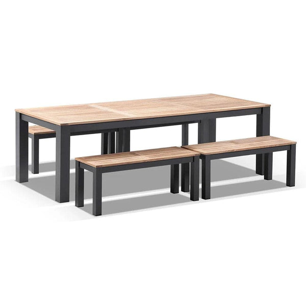 Balmoral 2.5m Teak Top Aluminium Table with Bench Seats - United House ...