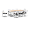 Tuscany 8 with Capri chairs with Teak Arm Rests in White