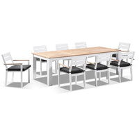 Balmoral 2.5m Teak Top Aluminium Table with 8 Capri Dining Chairs