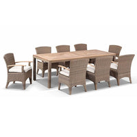 Sahara 8 Rectangle with Kai chairs in Half Round wicker