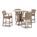 Sahara Teak Top 4 Seater Bar Setting in Half Round Wicker with Wanika Stools