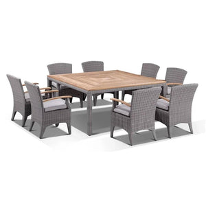 Sahara 8 Square with Kai Chairs in Half Round wicker