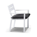 Tuscany 10 Seat Teak Top and Aluminium Dining Setting with Santorini Chairs in White