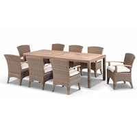 Sahara 8 Rectangle with Kai chairs in Half Round wicker