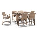 Sahara Teak Top 6 Seater Bar Setting in Half Round Wicker with Wanika Stools