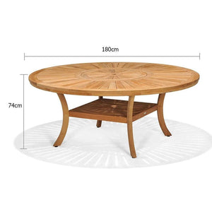 Solomon 1.8m Round Teak Timber Outdoor Dining Table with Lazy Susan