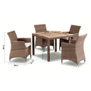 Sahara 4 Outdoor Teak Timber Dining Table in Half Round wicker