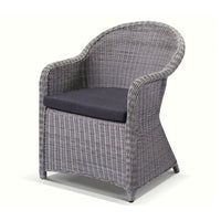 Plantation Full Round Wicker Dining Chair in Brushed Grey