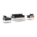 Corfu 3+1+1 Aluminium and Teak Timber Lounge with Coffee Table & Side Table with Sunbrella® cushions