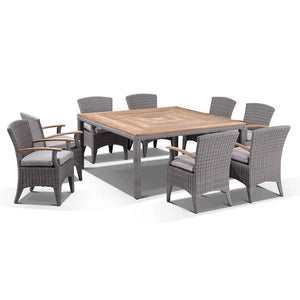Sahara 8 Square with Kai Chairs in Half Round wicker