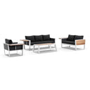 Corfu 3+2+1 Aluminium and Teak Timber Lounge with Coffee Table & Side Table with Sunbrella® cushions