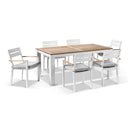 Balmoral 1.8m Teak Top Aluminium Table with 6 Capri Dining Chairs