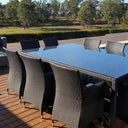 Roman 10 Seat Outdoor Wicker and Glass Top Dining Table and Chairs Setting
