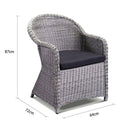 Plantation Full Round Wicker Dining Chair in Brushed Grey