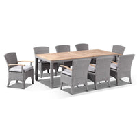 Sahara 8 Rectangle with Kai chairs in Half Round wicker