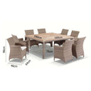 Sahara 8 Square Dining Setting In Half Round Wicker
