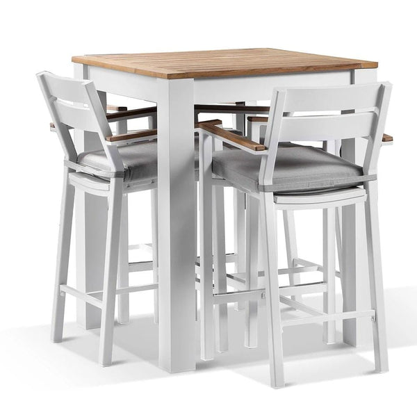 Balmoral 4 Seater Square Aluminium Bar Table with 4 Capri Bar stools ...