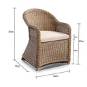 Plantation Full Round Wicker Dining Chair in Brushed Wheat