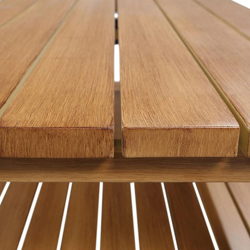 Rectangle Aluminium Coffee Table in Teak Timber Look Finish