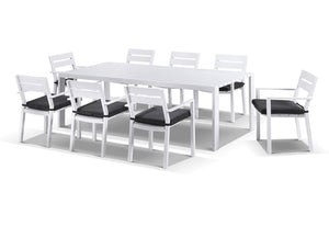 Capri 9 Pcs Dining Setting with Santorini chairs in White