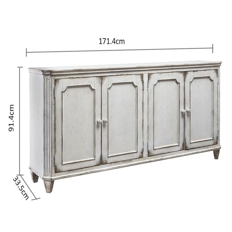 Avery Indoor Timber Sideboard Buffet in Distressed Antique Ivory