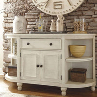 Audrey Dining Room & Kitchen Sideboard Server with Distressed White Finish